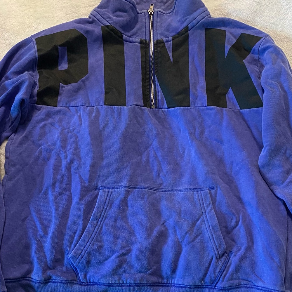 PINK Cropped Half-Zip Sweatshirt